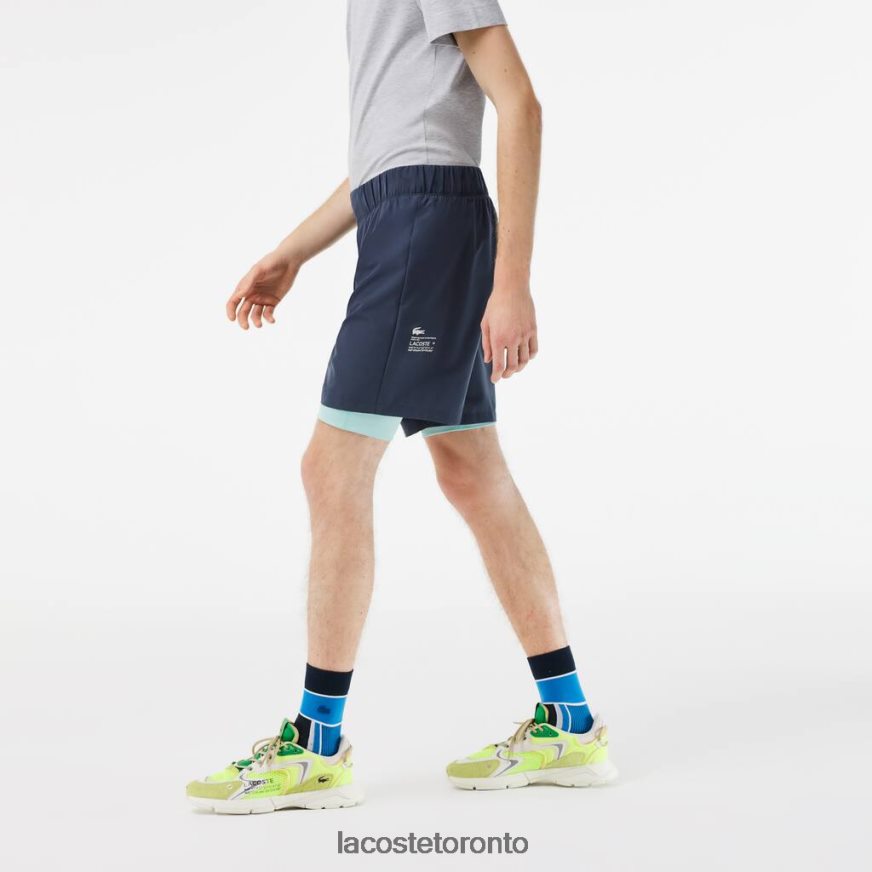 Clothing Lacoste Two-Tone SPORT Shorts with Built-in Undershorts Blue/Light Green Men Z60BPR480