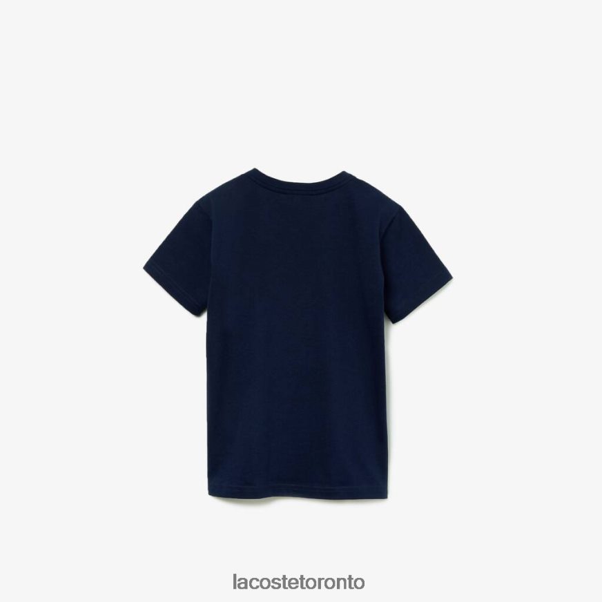 Clothing Lacoste V-Neck Cotton T-Shirt Navy Blue Kids Z60BPR3128