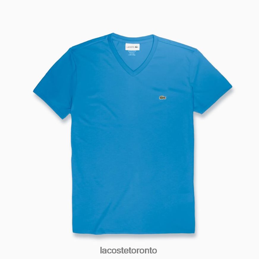 Clothing Lacoste V-Neck Pima Cotton Jersey T-Shirt Blue Men Z60BPR731