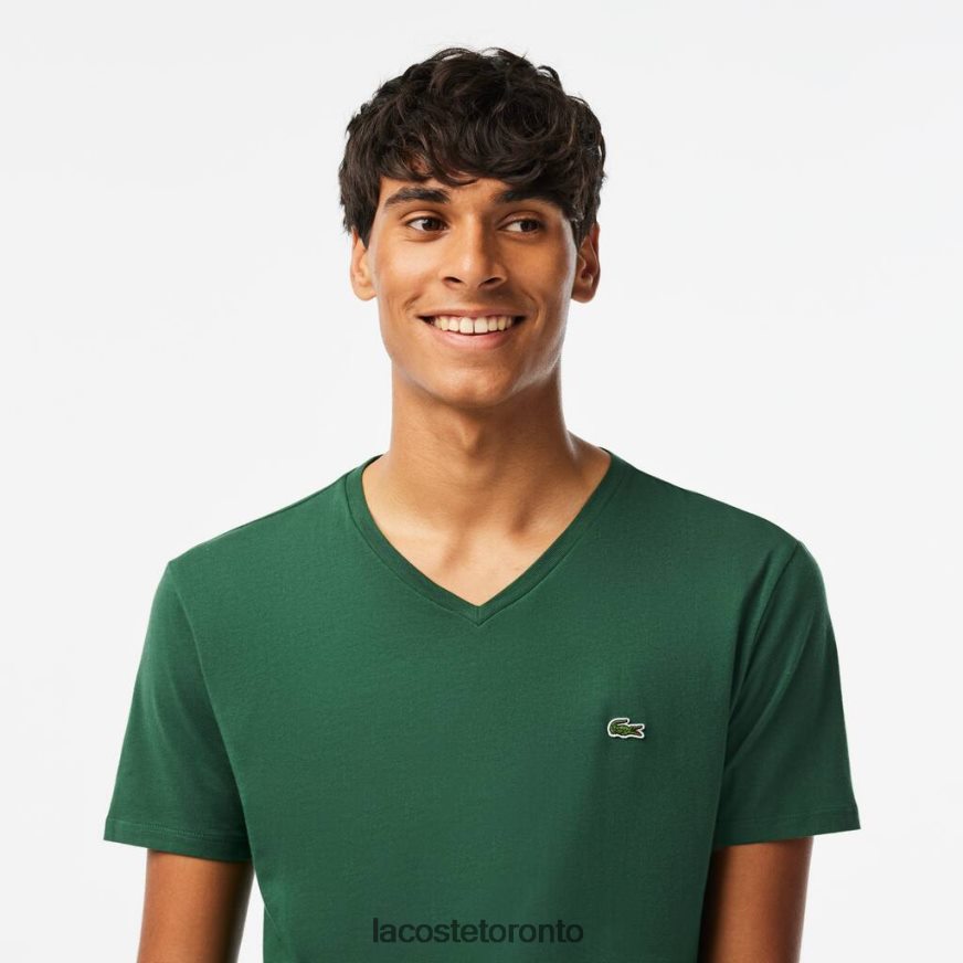 Clothing Lacoste V-Neck Pima Cotton Jersey T-Shirt Green Men Z60BPR679