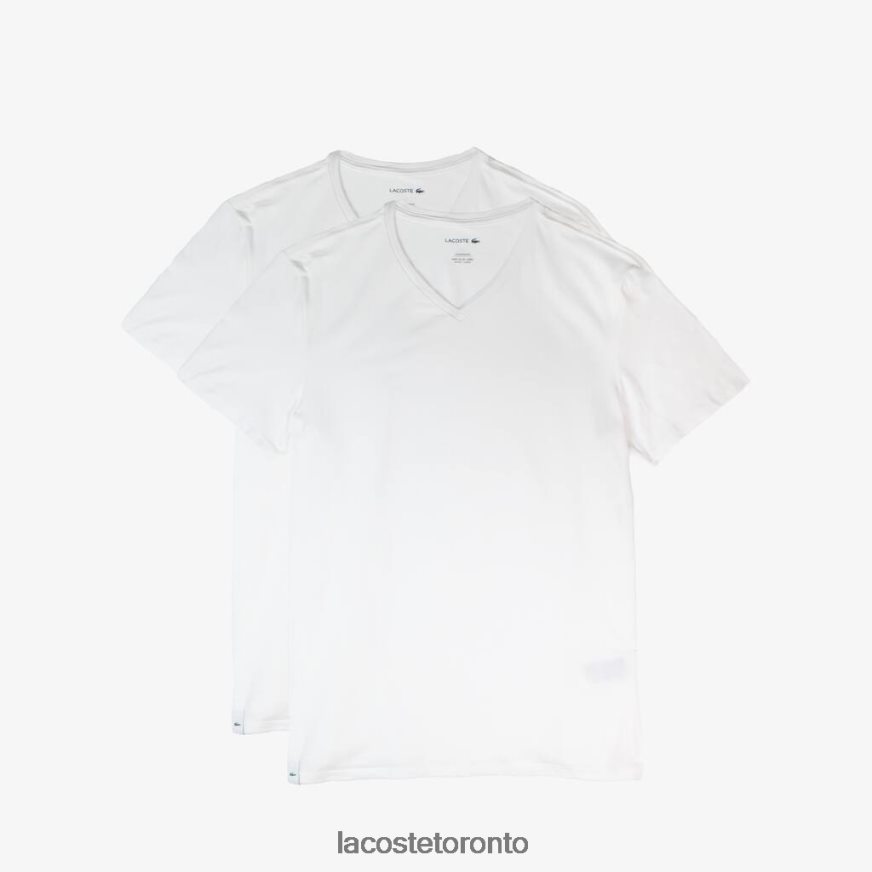 Clothing Lacoste V-neck Cotton Lounge T-shirt 2-Pack White Men Z60BPR1623