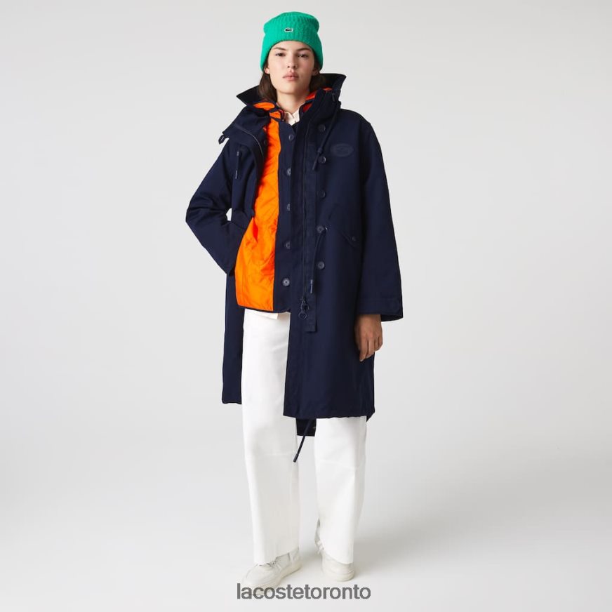 Clothing Lacoste Water-Repellent 3-In-1 Parka Navy Blue/Orange Women Z60BPR2629