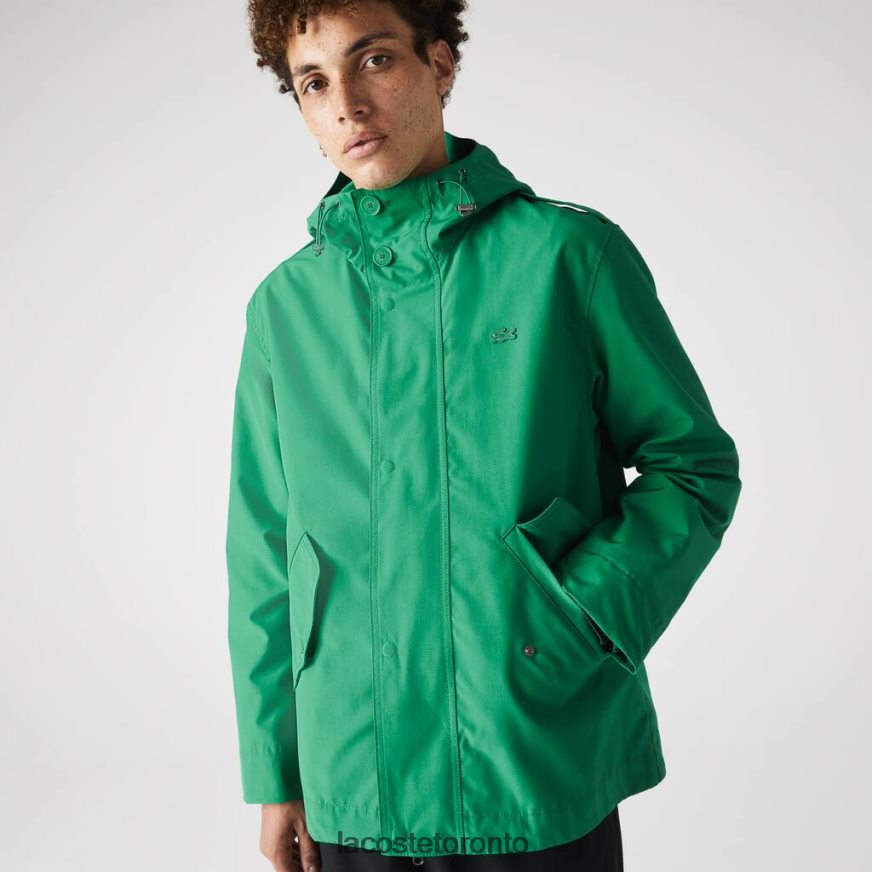 Clothing Lacoste Water-Resistant Cotton Blend Short Hooded Parka Green Men Z60BPR1313