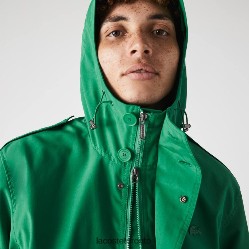 Clothing Lacoste Water-Resistant Cotton Blend Short Hooded Parka Green Men Z60BPR1313