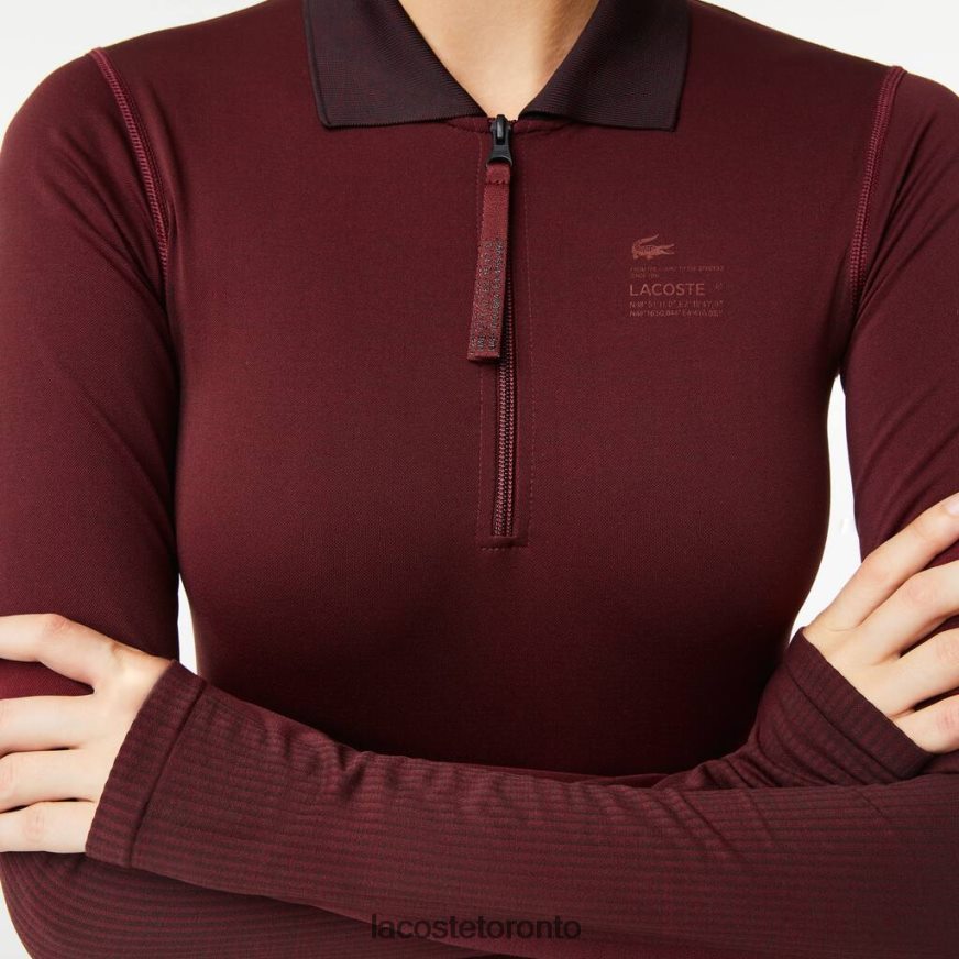 Clothing Lacoste Zip Collar Bodysuit Bordeaux Women Z60BPR2496