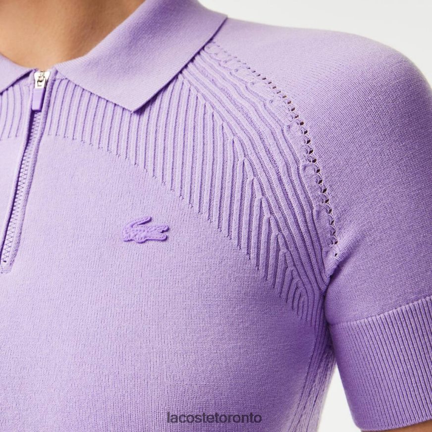 Clothing Lacoste Zip Neck Knit Sweater Purple Women Z60BPR2637