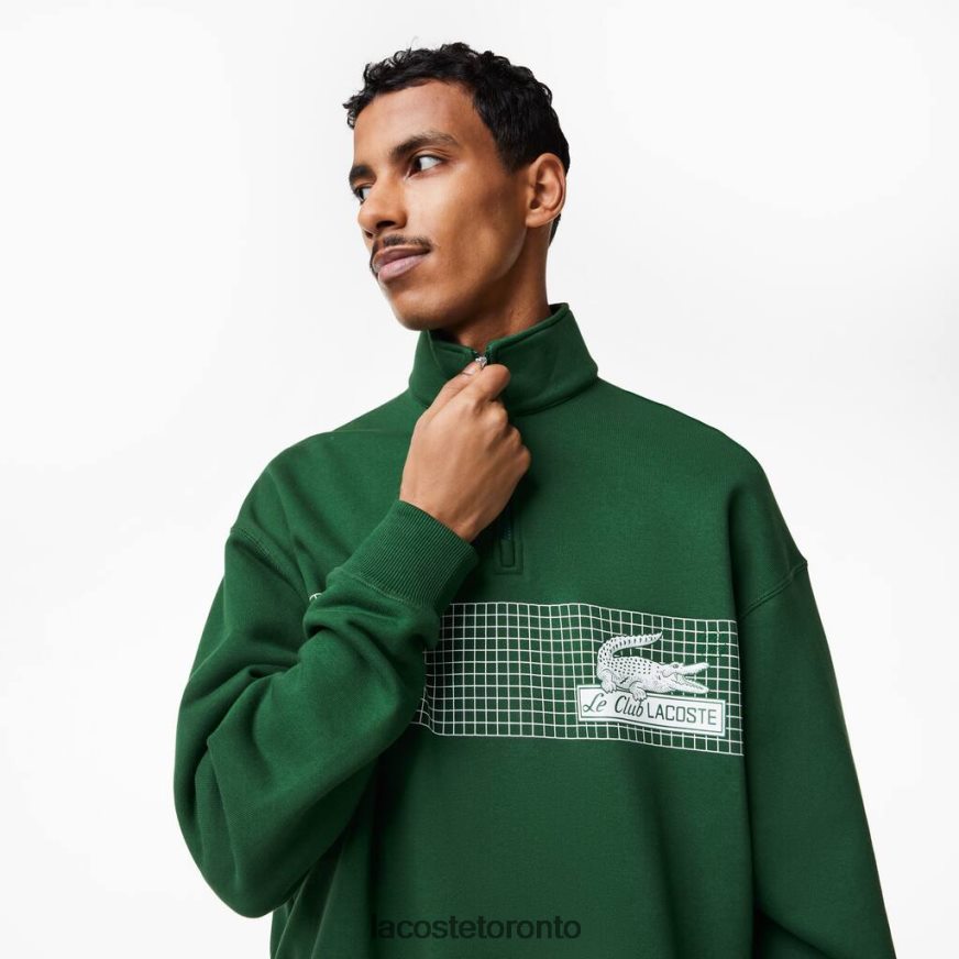 Clothing Lacoste Zip Neck Loose Fit Organic Cotton Sweatshirt Green Men Z60BPR284