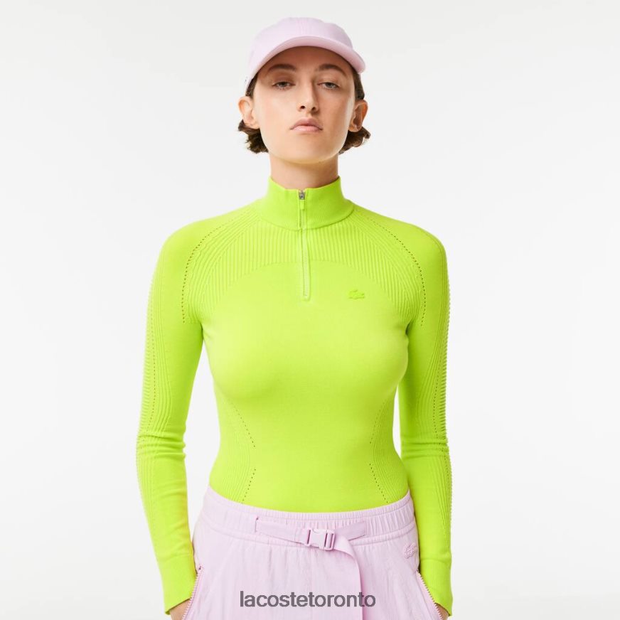 Clothing Lacoste Zip Neck Sweater Yellow Women Z60BPR2645