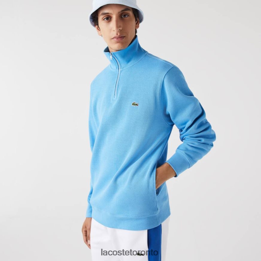 Clothing Lacoste Zippered Stand-Up Collar Cotton Sweatshirt Blue Men Z60BPR1184