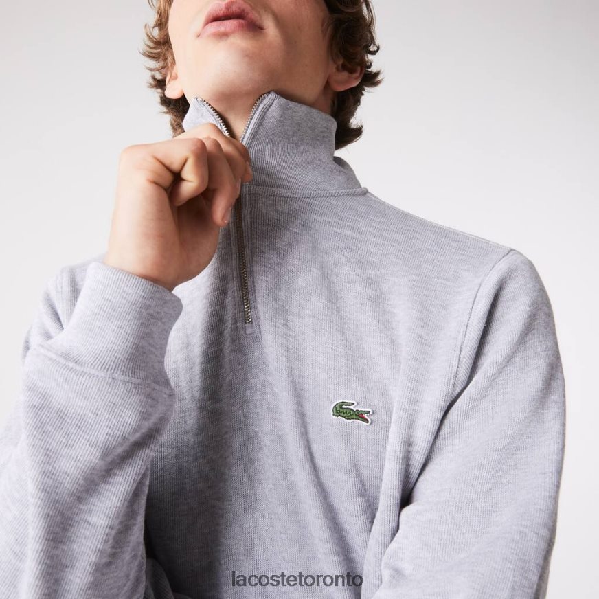 Clothing Lacoste Zippered Stand-Up Collar Cotton Sweatshirt Grey Chine Men Z60BPR954