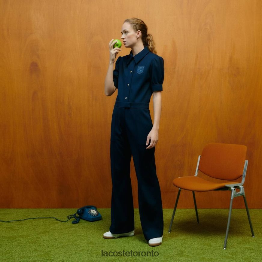 Clothing Lacoste x Goop Two-Ply Pique Jumpsuit Navy Blue Women Z60BPR2666