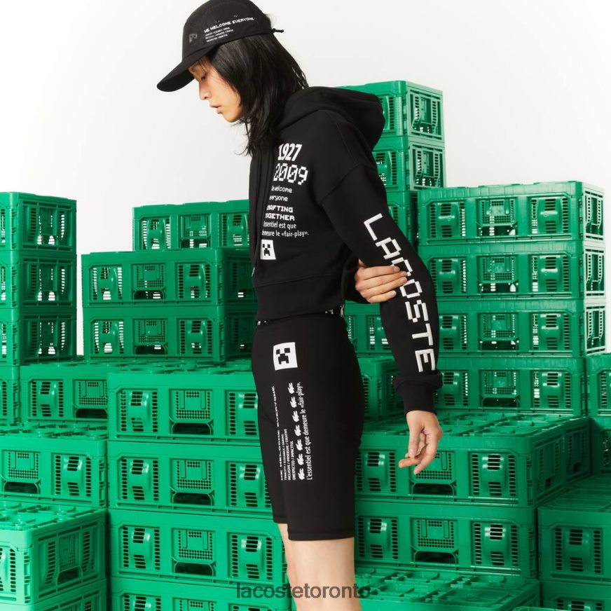 Clothing Lacoste x Minecraft Oversized Fleece Hoodie Black Women Z60BPR2585