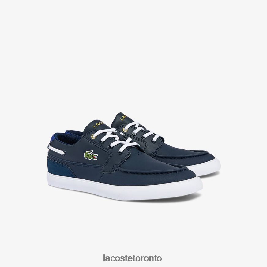 Shoes Lacoste Bayliss Deck Leather and Synthetic Boat Shoes Navy  White Men Z60BPR1803