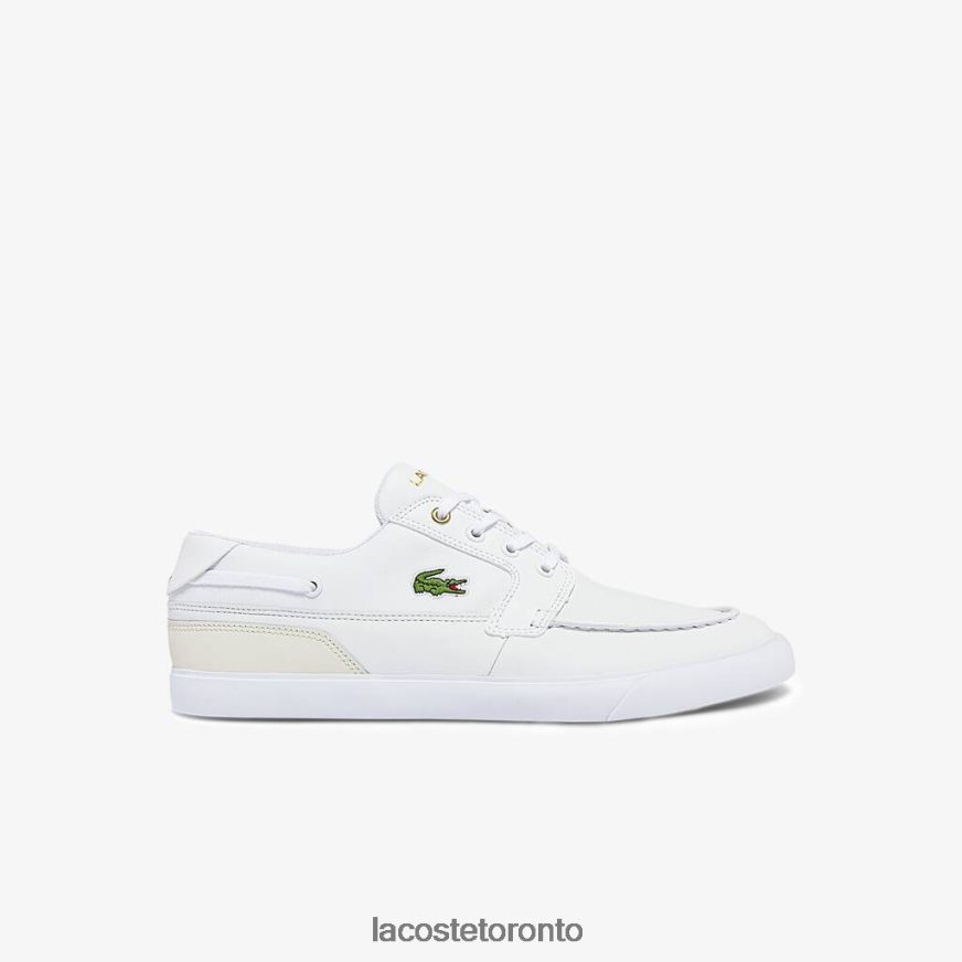 Shoes Lacoste Bayliss Deck Leather and Synthetic Boat Shoes White  Off White Men Z60BPR1802