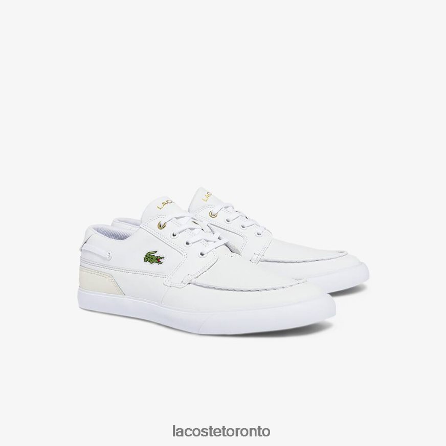 Shoes Lacoste Bayliss Deck Leather and Synthetic Boat Shoes White  Off White Men Z60BPR1802