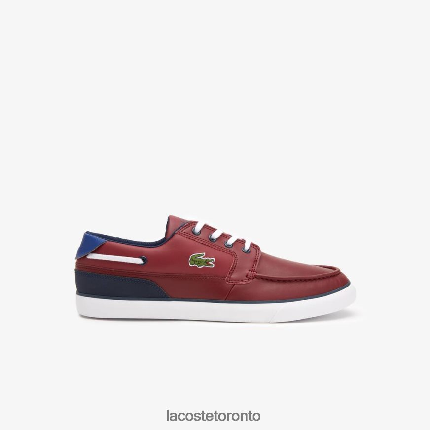 Shoes Lacoste Bayliss Deck Synthetic Color Contrast Boat Shoes Burgundy/White Men Z60BPR1784