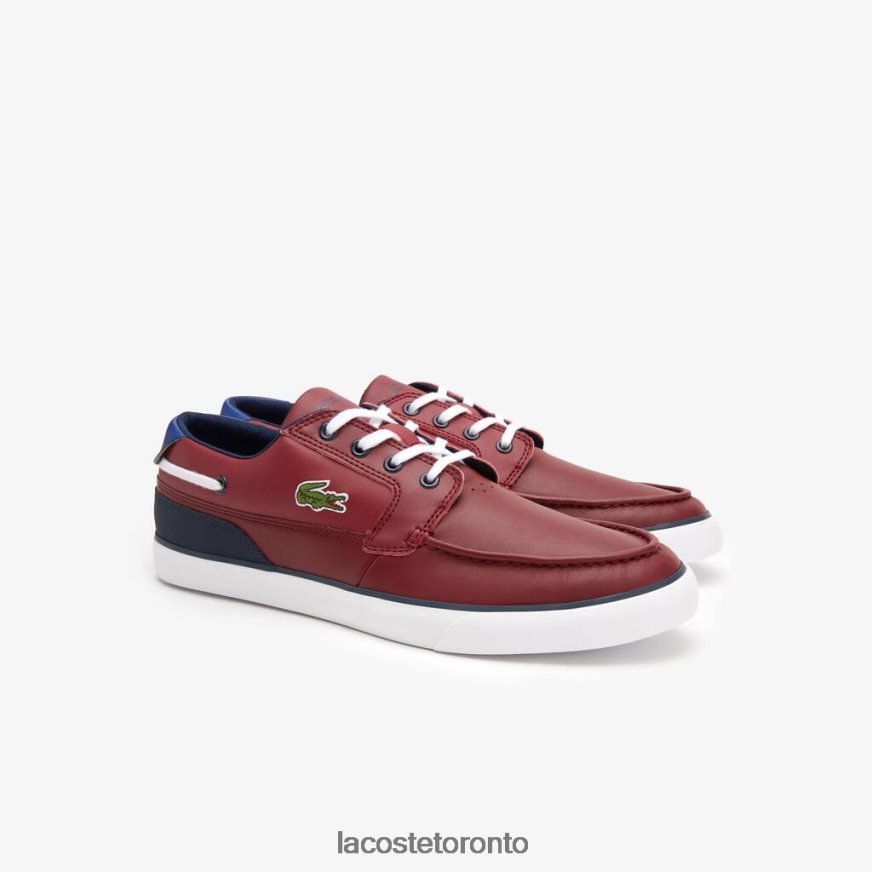 Shoes Lacoste Bayliss Deck Synthetic Color Contrast Boat Shoes Burgundy/White Men Z60BPR1784