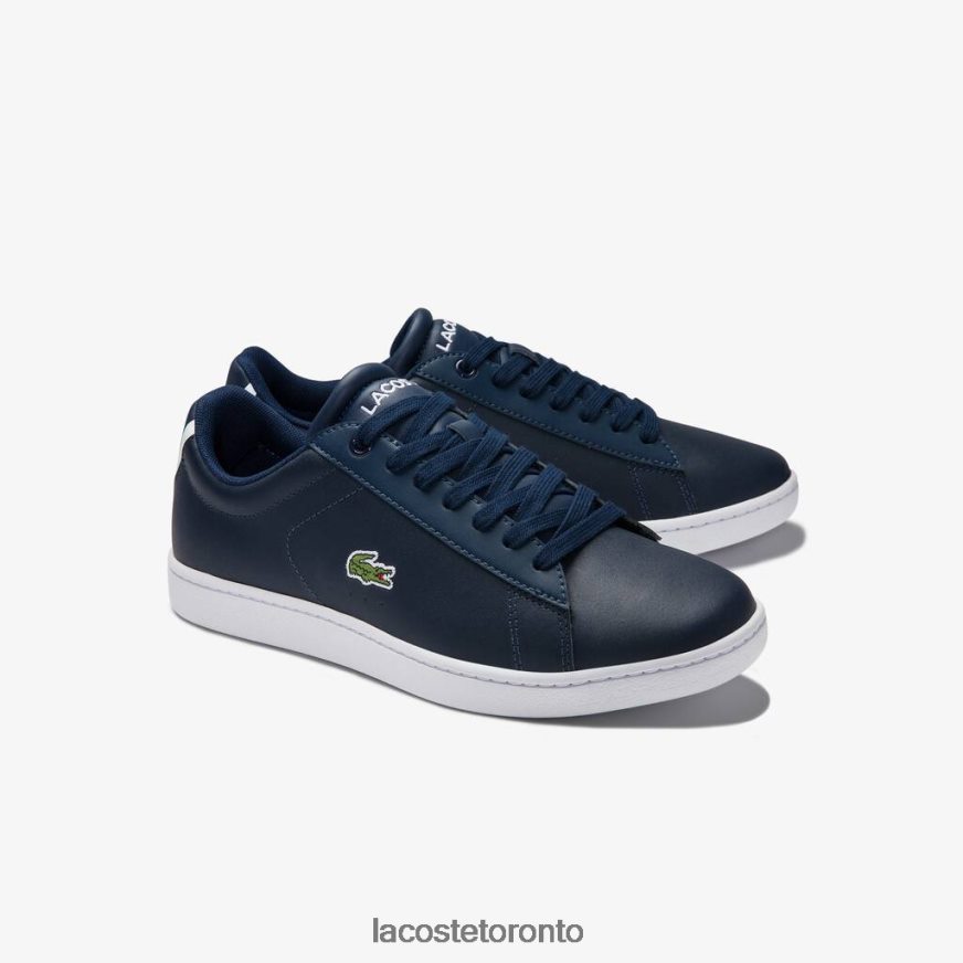 Shoes Lacoste Carnaby Evo Mesh-lined Leather Sneakers Navy Blue Women Z60BPR2718