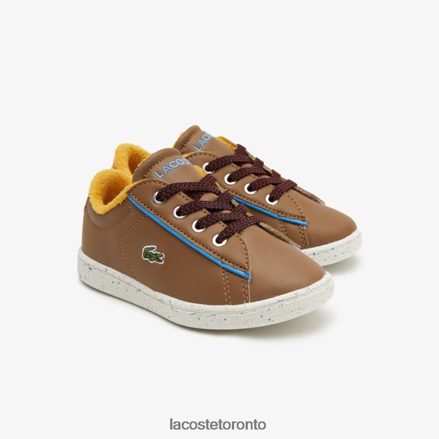 Shoes Lacoste Carnaby Winter Synthetic Outdoor Shoes Brown/Light Blue Kids Z60BPR2993