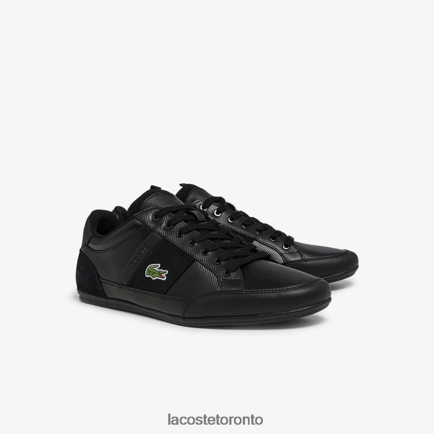 Shoes Lacoste Chaymon BL Leather and Synthetic Tonal Sneakers Black Men Z60BPR1807