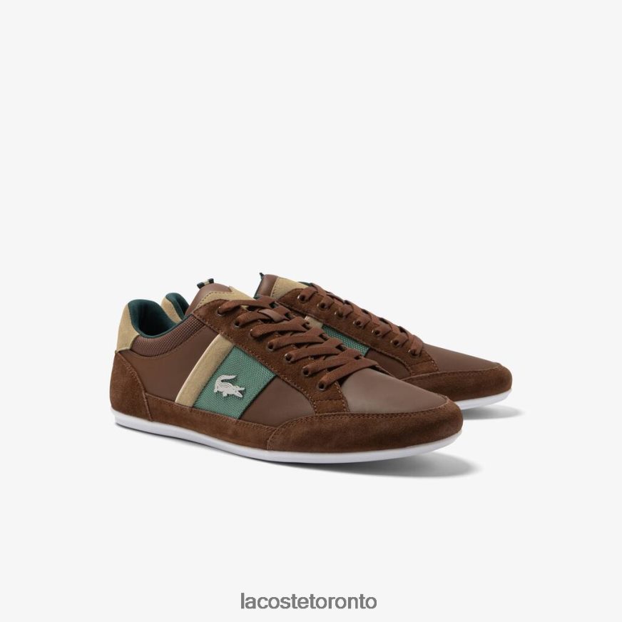 Shoes Lacoste Chaymon Leather Sneakers Dark Brown/Dark Green Men Z60BPR1736