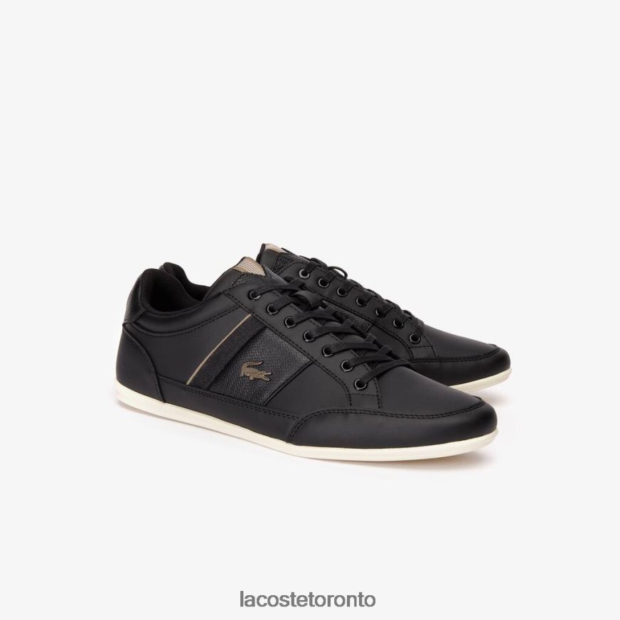 Shoes Lacoste Chaymon Leather and Synthetic Trainers Black/Khaki Men Z60BPR1715