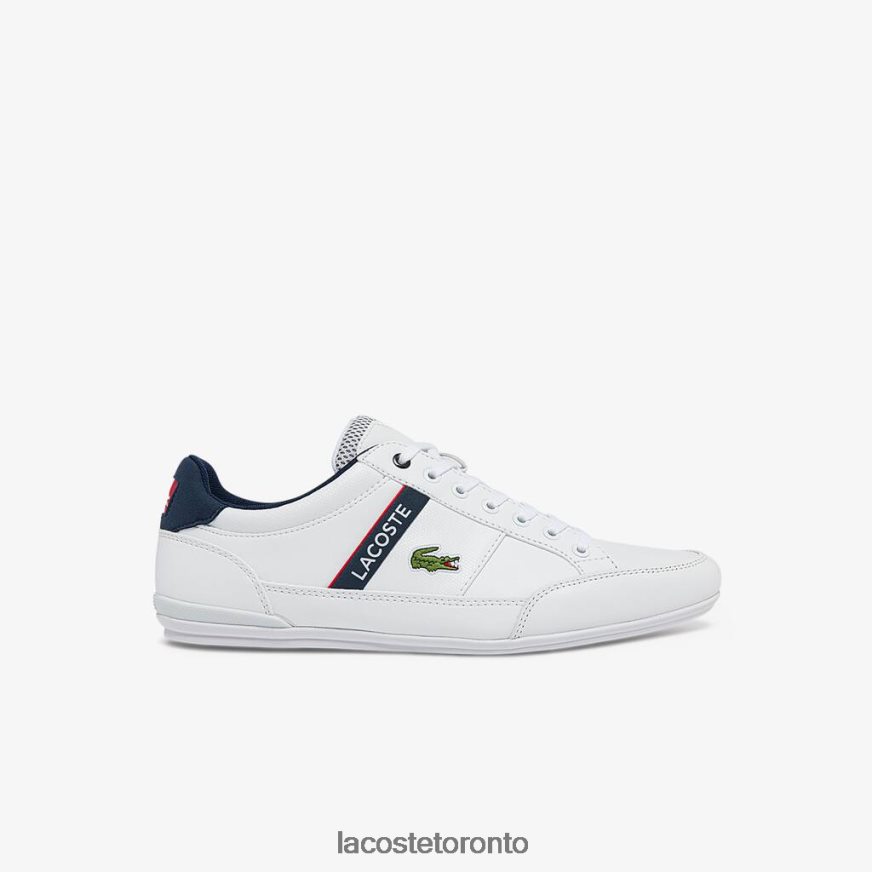 Shoes Lacoste Chaymon Textile and Synthetic Sneakers White Navy  Red Men Z60BPR1791