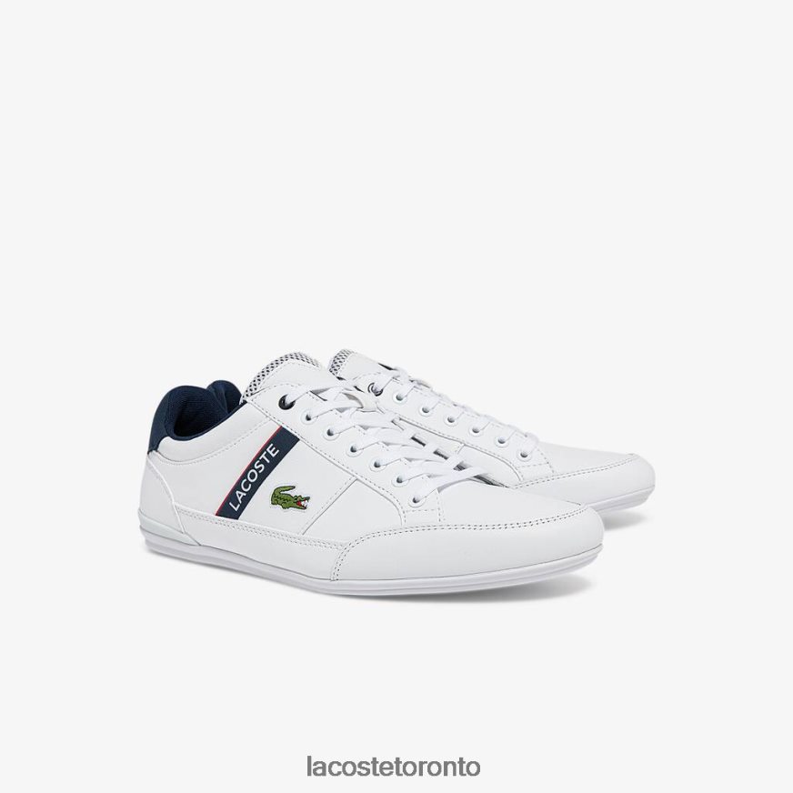 Shoes Lacoste Chaymon Textile and Synthetic Sneakers White Navy  Red Men Z60BPR1791