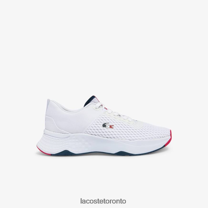 Shoes Lacoste Court-Drive Textured Textile Sneakers White Navy  Red Men Z60BPR1861