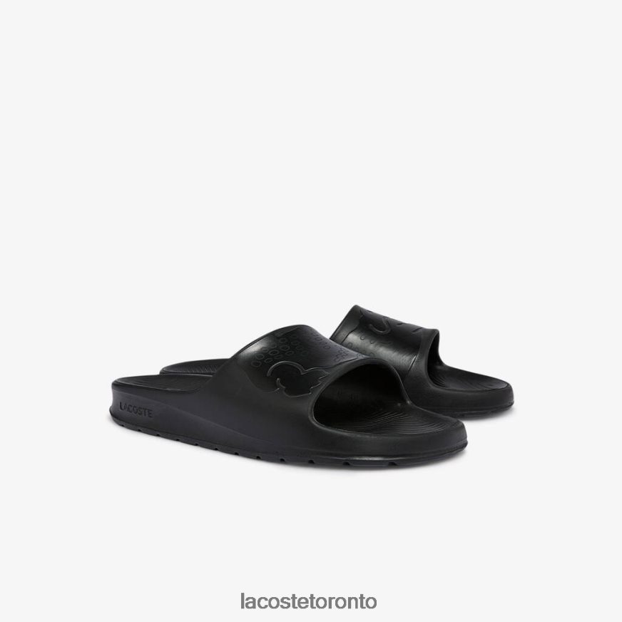 Shoes Lacoste Croco 20 Synthetic Logo Strap Slides Black Men Z60BPR1831