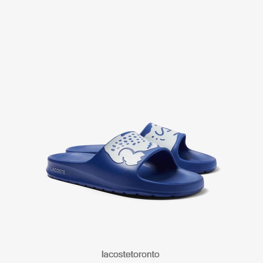 Shoes Lacoste Croco 20 Synthetic Logo Strap Slides Blue/White Men Z60BPR1898