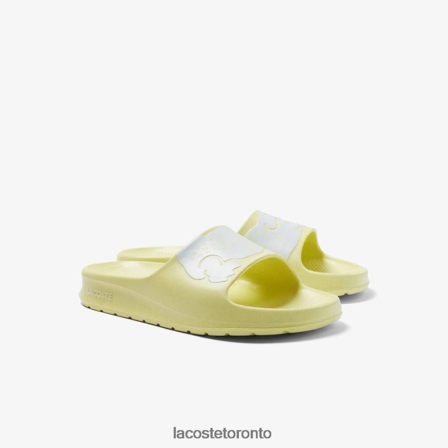 Shoes Lacoste Croco 20 Synthetic Logo Strap Slides Light Yellow  White Women Z60BPR2759