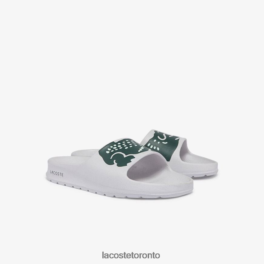 Shoes Lacoste Croco 20 Synthetic Print Slides White  Dark Green Women Z60BPR2697