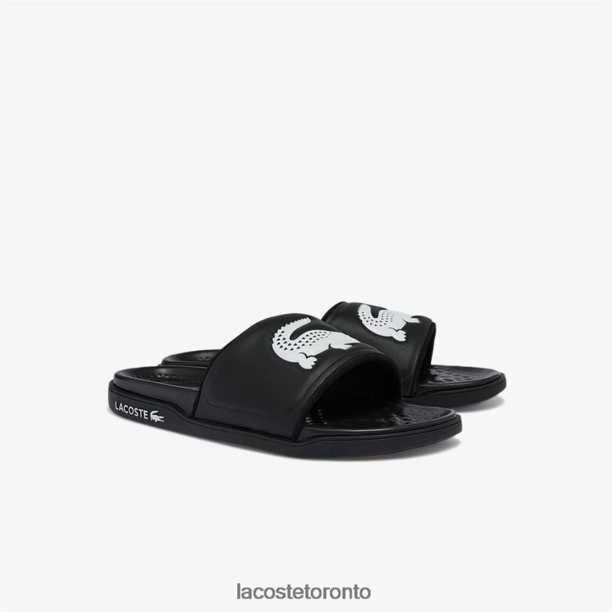 Shoes Lacoste Croco Dualiste Synthetic Logo Strap Slides Black  White Men Z60BPR1765