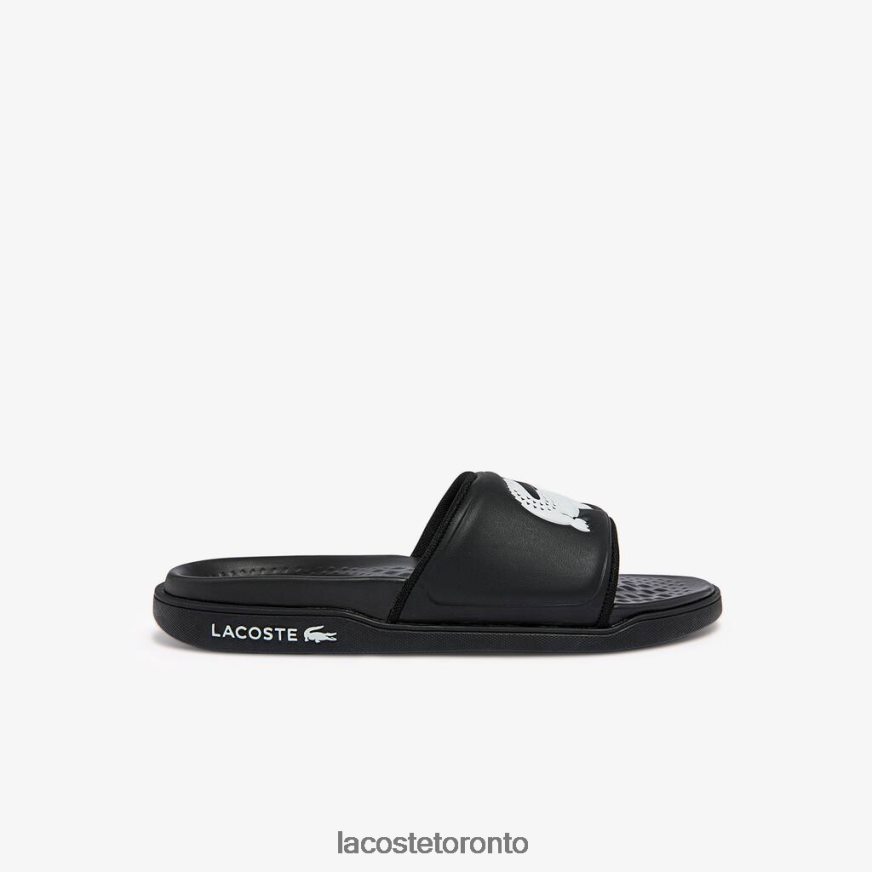 Shoes Lacoste Croco Dualiste Synthetic Logo Strap Slides Black  White Women Z60BPR2699