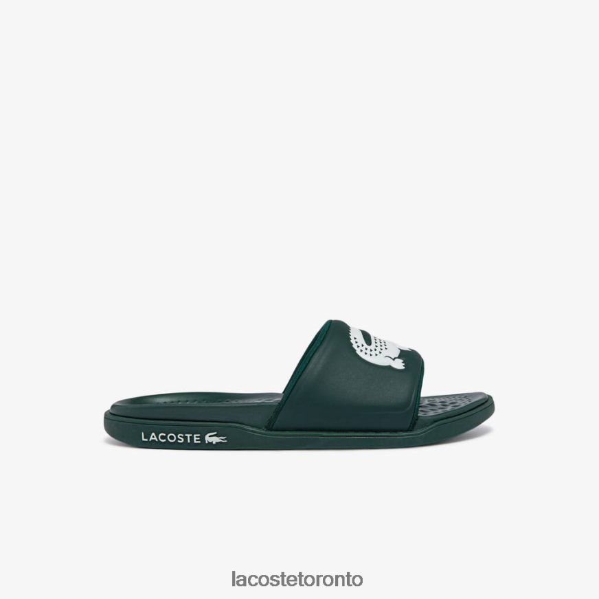 Shoes Lacoste Croco Dualiste Synthetic Logo Strap Slides Dark Green/White Men Z60BPR1764