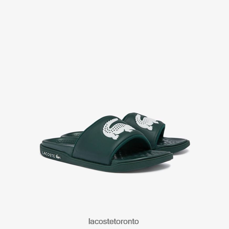 Shoes Lacoste Croco Dualiste Synthetic Logo Strap Slides Dark Green/White Men Z60BPR1764