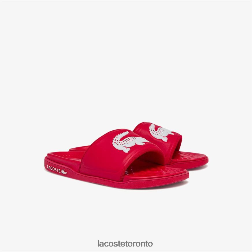 Shoes Lacoste Croco Dualiste Synthetic Logo Strap Slides Red/White Men Z60BPR1767