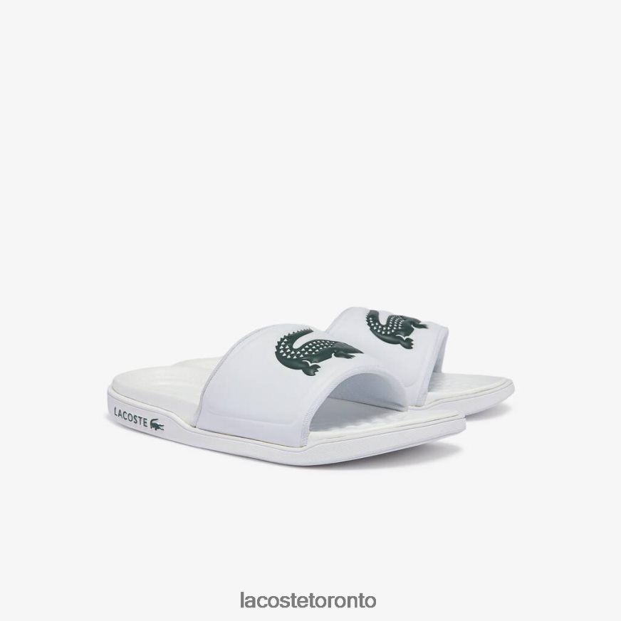 Shoes Lacoste Croco Dualiste Synthetic Logo Strap Slides White  Dark Green Men Z60BPR1766