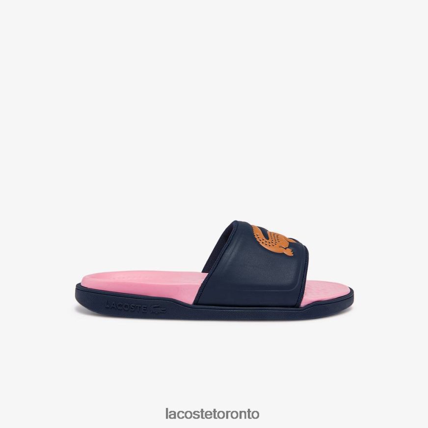 Shoes Lacoste Croco Dualiste Synthetic Slides Navy  Orange Women Z60BPR2736