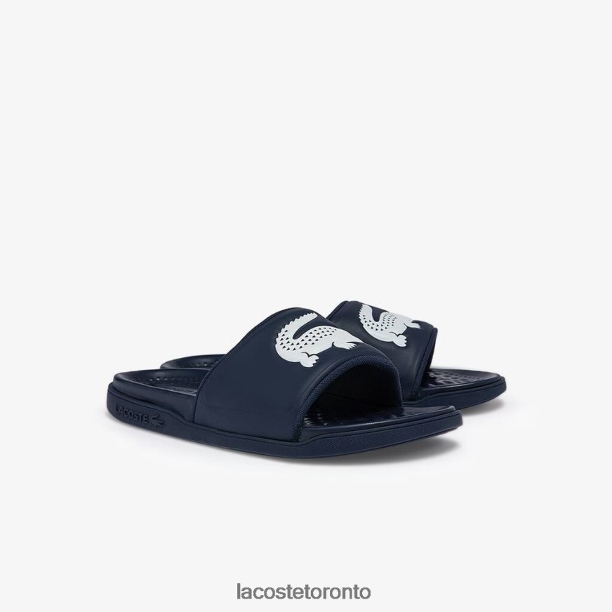 Shoes Lacoste Croco Dualiste Synthetic Slides Navy  White Men Z60BPR1877