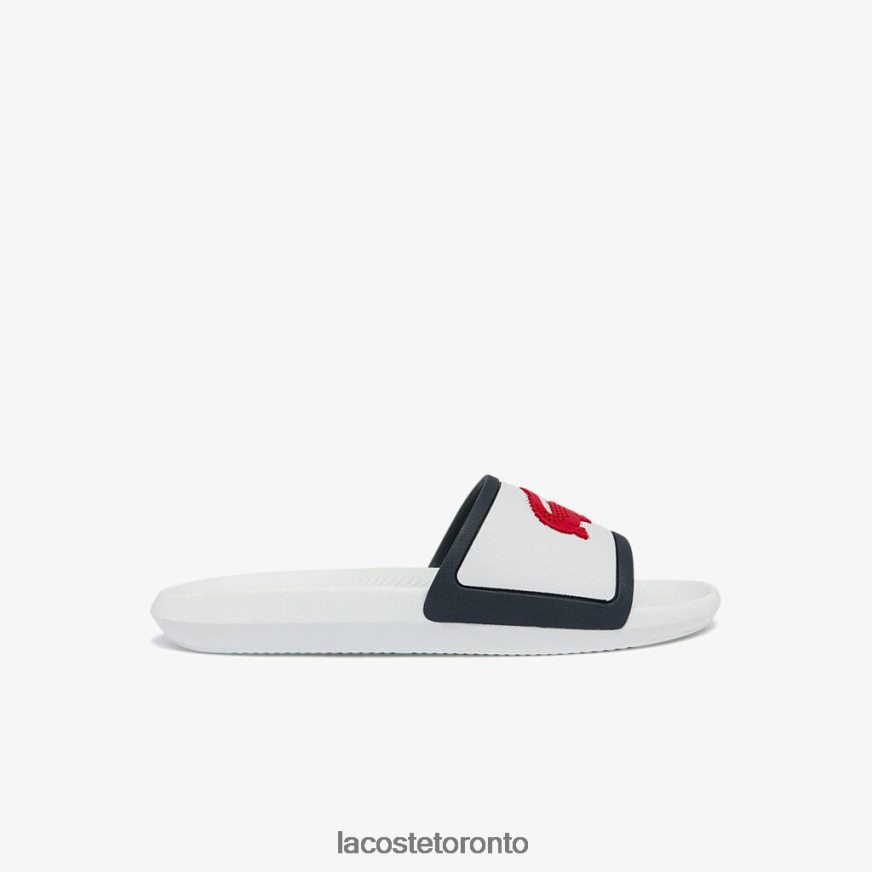 Shoes Lacoste Croco Rubber Strap Synthetic Slides White Navy  Red Men Z60BPR1849