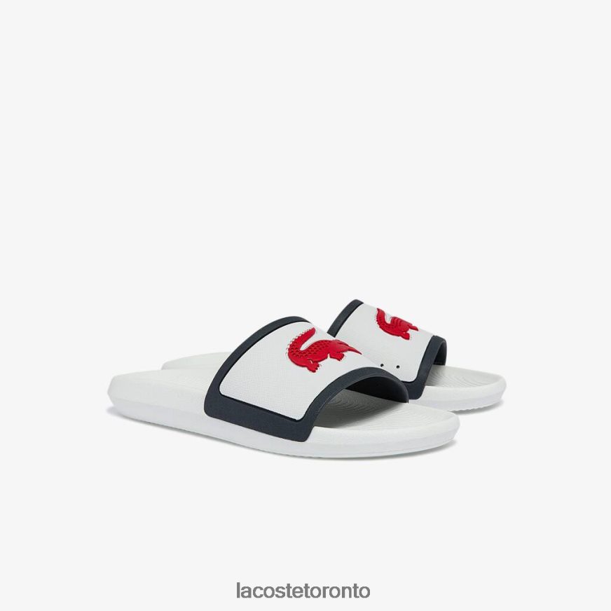 Shoes Lacoste Croco Rubber Strap Synthetic Slides White Navy  Red Men Z60BPR1849