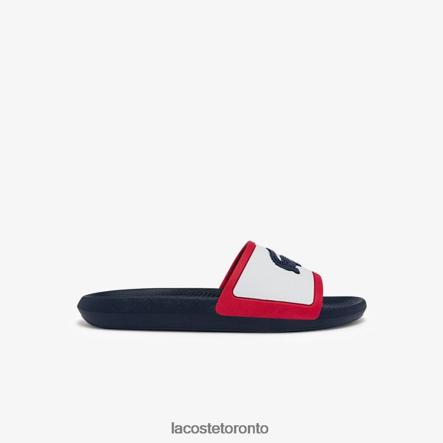 Shoes Lacoste Croco Rubber Tricolor Slides White Navy  Red Men Z60BPR1896