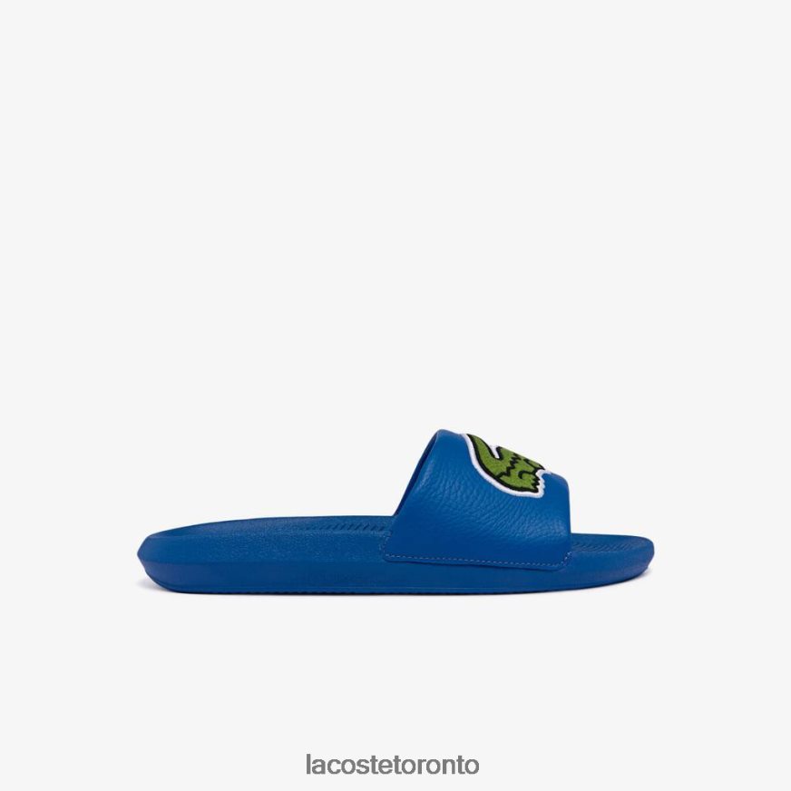 Shoes Lacoste Croco Synthetic Logo Strap Slides Blue/Green Men Z60BPR1773