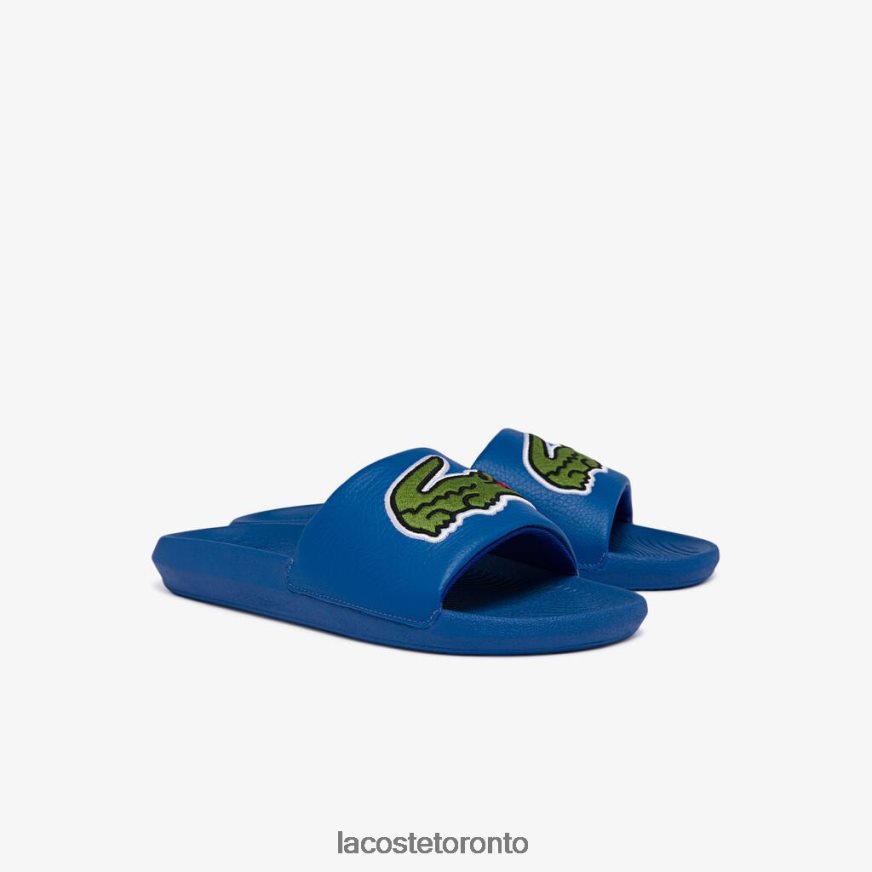 Shoes Lacoste Croco Synthetic Logo Strap Slides Blue/Green Men Z60BPR1773