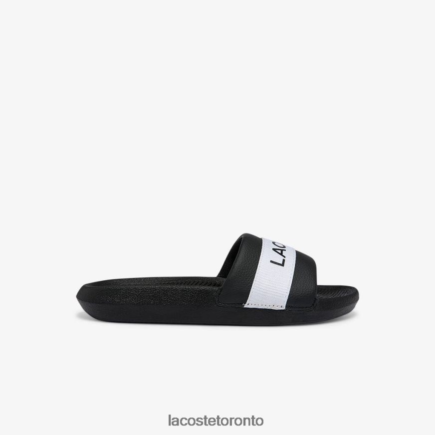 Shoes Lacoste Croco Synthetic and Textile Slides Black  White Women Z60BPR2709