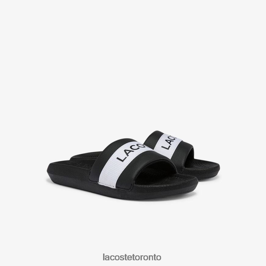 Shoes Lacoste Croco Synthetic and Textile Slides Black  White Women Z60BPR2709