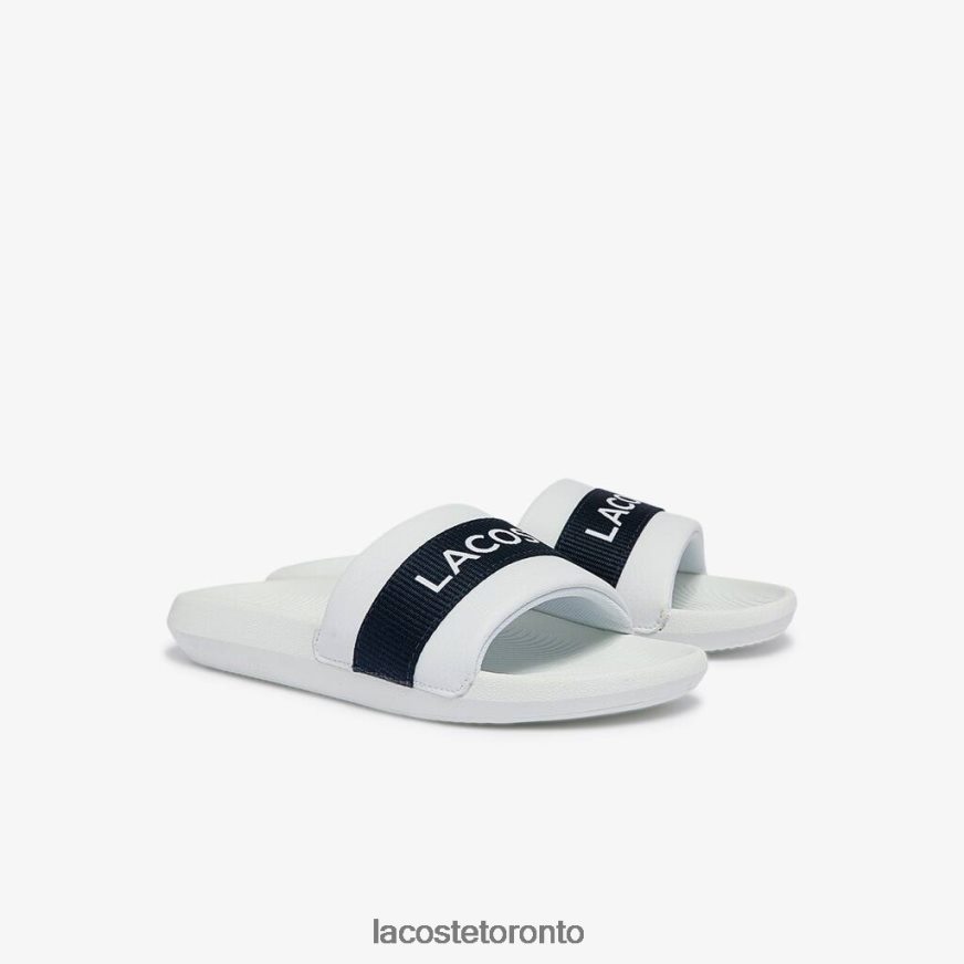 Shoes Lacoste Croco Synthetic and Textile Slides White  Navy Women Z60BPR2710