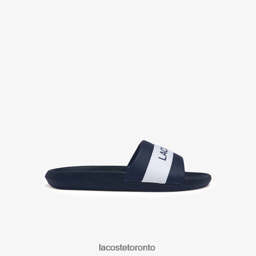 Shoes Lacoste Croco Textile Logo Slides Navy  White Men Z60BPR1775